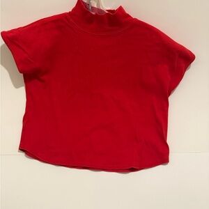 Red Turtleneck Short Sleeve Top